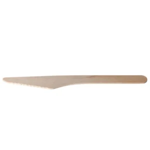 100 Couteaux Bois 16cm - Couverts Jetables Écologiques et Biodégradables
